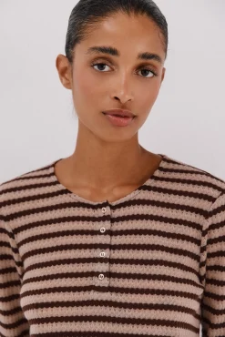 Cortefiel T-Shirts-Top estruturado riscas Castanho