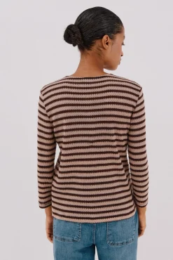 Cortefiel T-Shirts-Top estruturado riscas Castanho