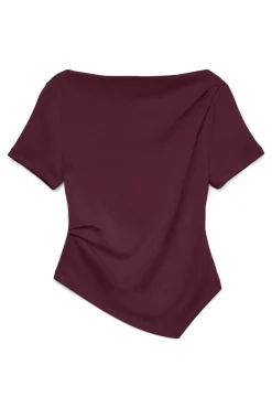 Vero Moda T-Shirts-Top feminina assimétrica de manga curta Roxo