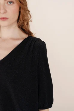 Grace & Mila T-Shirts-Top largo de lurex Azul