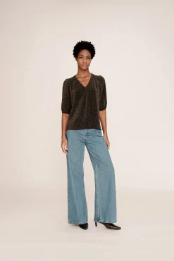 Grace & Mila T-Shirts-Top largo de lurex Castanho