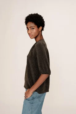 Grace & Mila T-Shirts-Top largo de lurex Castanho