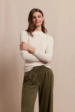 Slowlove T-Shirts-Top malha estrutura Ecru