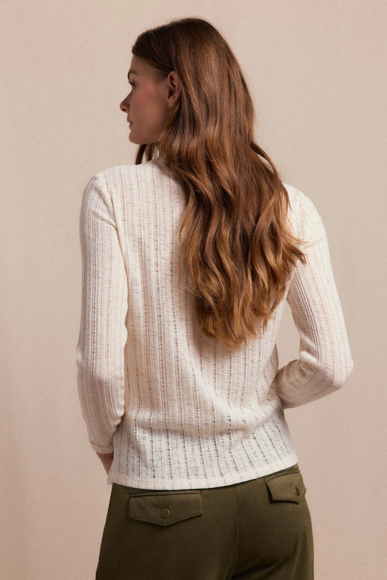 Slowlove T-Shirts-Top malha estrutura Ecru