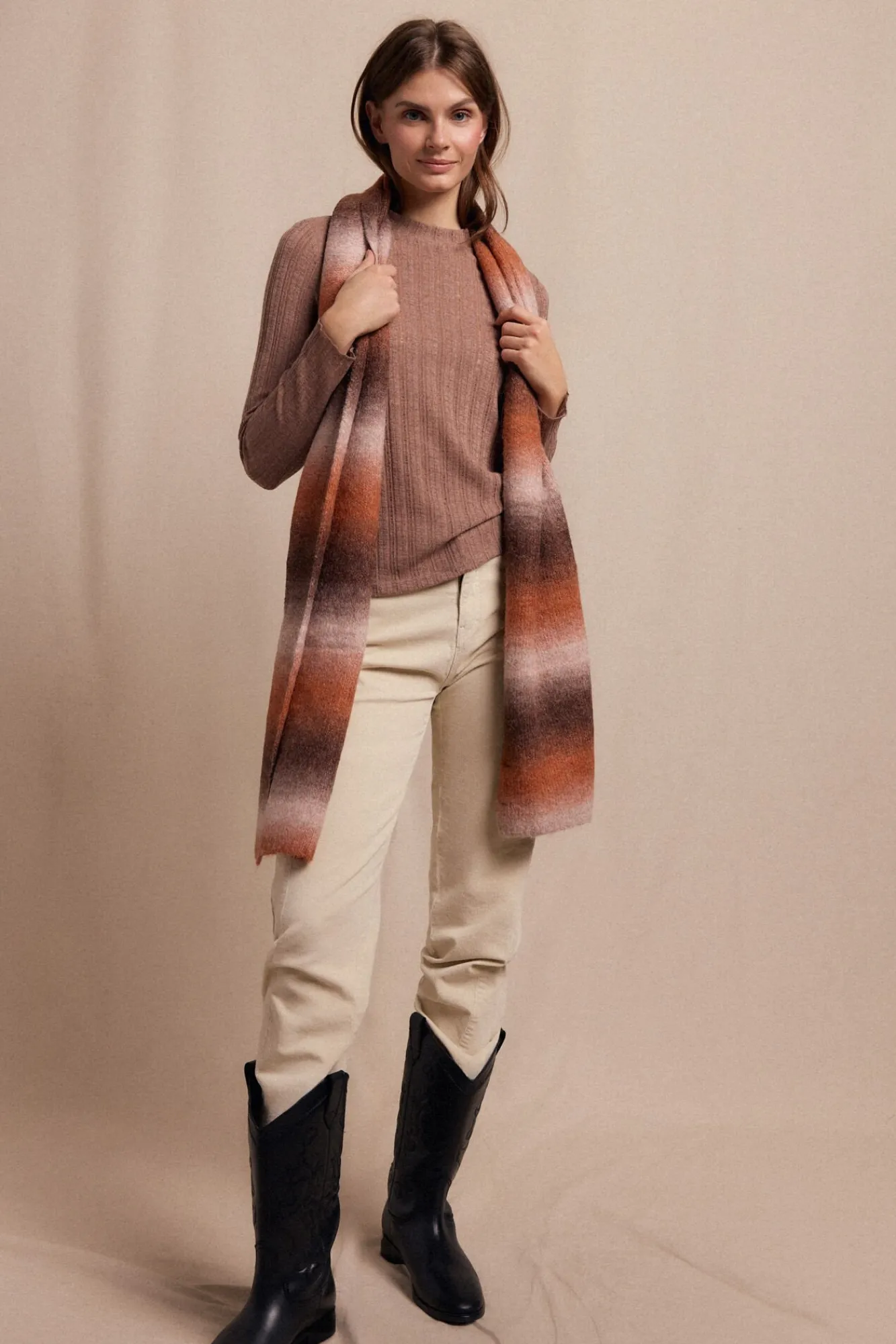 Slowlove T-Shirts-Top malha estrutura Tostado