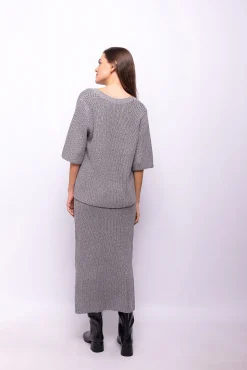 Object T-Shirts-Top malha lúrex Cinzento