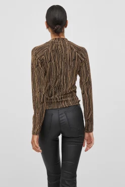 Vila T-Shirts-Top manga longa com lurex Castanho