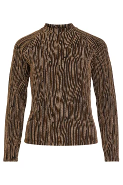 Vila T-Shirts-Top manga longa com lurex Castanho