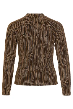 Vila T-Shirts-Top manga longa com lurex Castanho