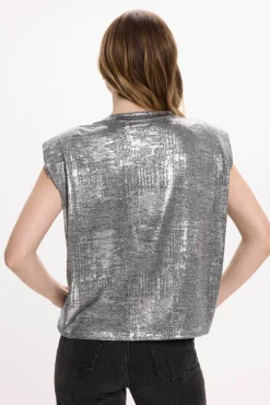 Vila T-Shirts-Top metálico sem mangas Cinzento