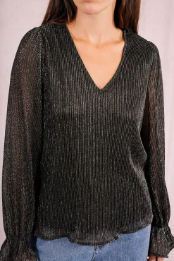 Molly Bracken T-Shirts-Top plissada de manga comprida Cinzento