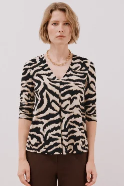 Cortefiel T-Shirts-Top plissado fluído Impress&atilde;o