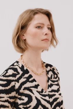 Cortefiel T-Shirts-Top plissado fluído Impress&atilde;o