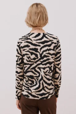 Cortefiel T-Shirts-Top plissado fluído Impress&atilde;o