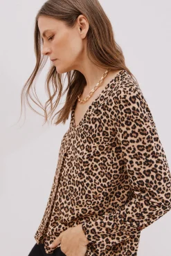 Cortefiel T-Shirts-Top plissado fluído Tostado