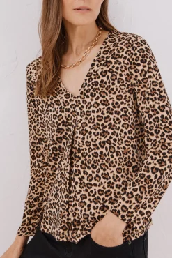 Cortefiel T-Shirts-Top plissado fluído Tostado