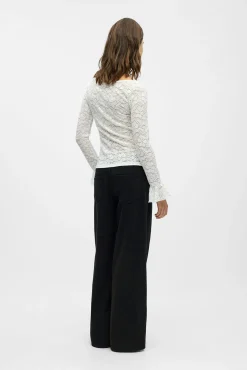 Object Blusas-Top renda folho Branco