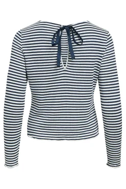 Object T-Shirts-Top riscas com detalhe de laço Branco