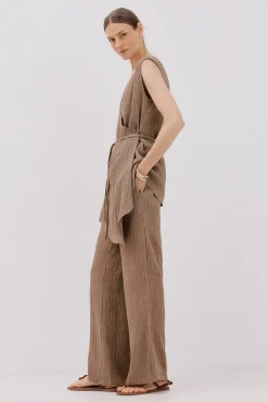 Cortefiel T-Shirts-Top texturizado assimétrico Castanho