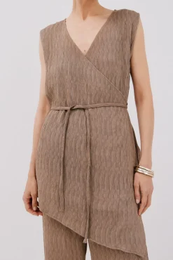 Cortefiel T-Shirts-Top texturizado assimétrico Castanho