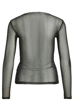 Vila T-Shirts-Top transparente com glitter Preto