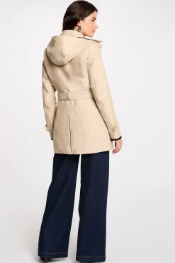 Morgan Gabardines|Sobretudos-Trench coat justo com cinto e capuz Tostado