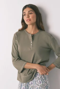 Women'secret T-Shirts-T-shirt 100% algodão manga manga ¾ bege