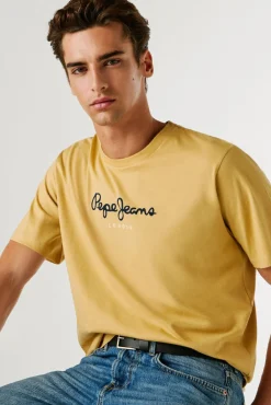 Pepe Jeans T-Shirts-T-shirt amarela do elenco estampado