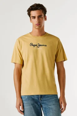 Pepe Jeans T-Shirts-T-shirt amarela do elenco estampado