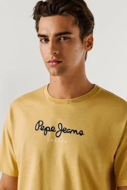 Pepe Jeans T-Shirts-T-shirt amarela do elenco estampado