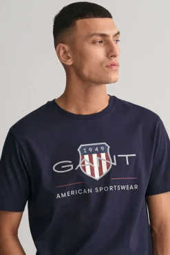 Gant T-Shirts-T-shirt Archive Shield Azul