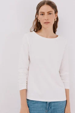 Cortefiel T-Shirts-T-shirt barco botões Branco