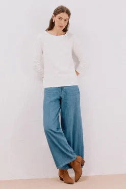 Cortefiel T-Shirts-T-shirt barco botões Branco