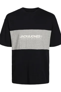 Jack & Jones T-Shirts-T-shirt bicolor logo frontal preto