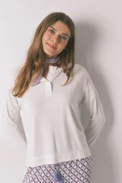 Women'secret T-Shirts-T-shirt branca de manga comprida solta branco