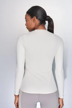 Dash and Stars T-Shirts-T-shirt branca de manga manga beige