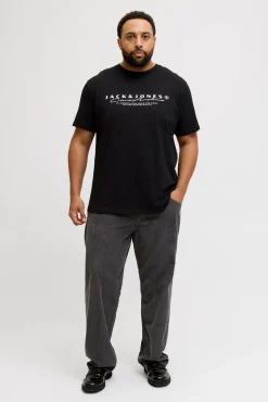 Jack & Jones PLUS T-Shirts-T-shirt básica com estampado frontal preto