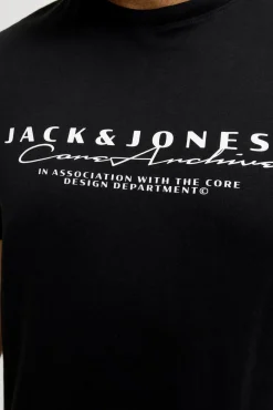 Jack & Jones PLUS T-Shirts-T-shirt básica com estampado frontal preto