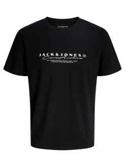 Jack & Jones PLUS T-Shirts-T-shirt básica com estampado frontal preto