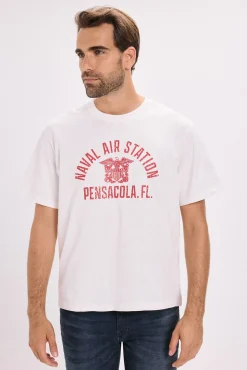 Jack & Jones T-Shirts-T-shirt básica com estampado frontal Branco