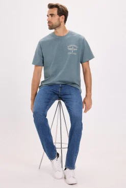 Jack & Jones T-Shirts-T-shirt básica com estampado frontal Azul