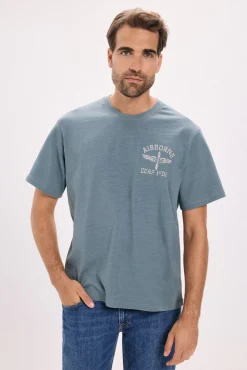 Jack & Jones T-Shirts-T-shirt básica com estampado frontal Azul