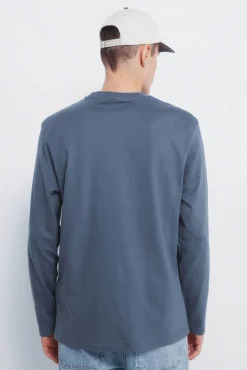 Springfield T-Shirts-T-shirt básica de manga comprida com acabamento macio azul