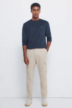 Springfield T-Shirts-T-shirt básica de manga comprida com acabamento macio azul