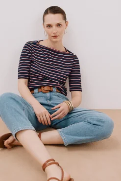 Cortefiel T-Shirts-T-shirt básica decote barco Azul