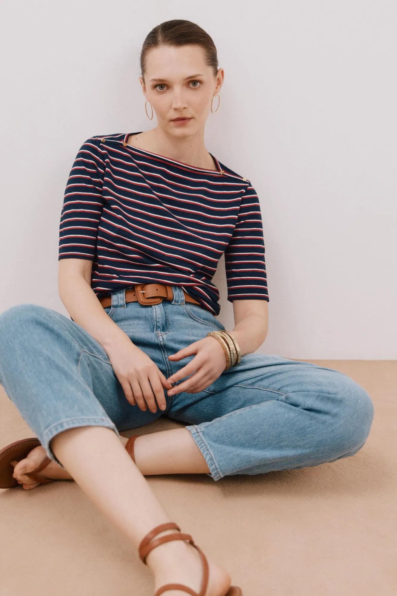 Cortefiel T-Shirts-T-shirt básica decote barco Azul