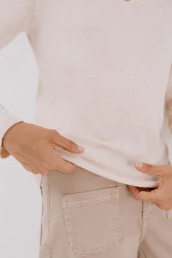 Cortefiel T-Shirts-T-shirt básica gola em bico Ecru