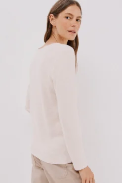 Cortefiel T-Shirts-T-shirt básica gola em bico Ecru