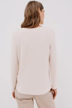 Cortefiel T-Shirts-T-shirt básica gola em bico Ecru