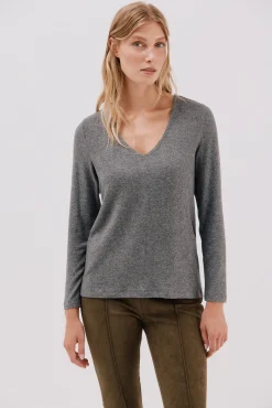 Cortefiel T-Shirts-T-shirt básica gola em bico Cinzento